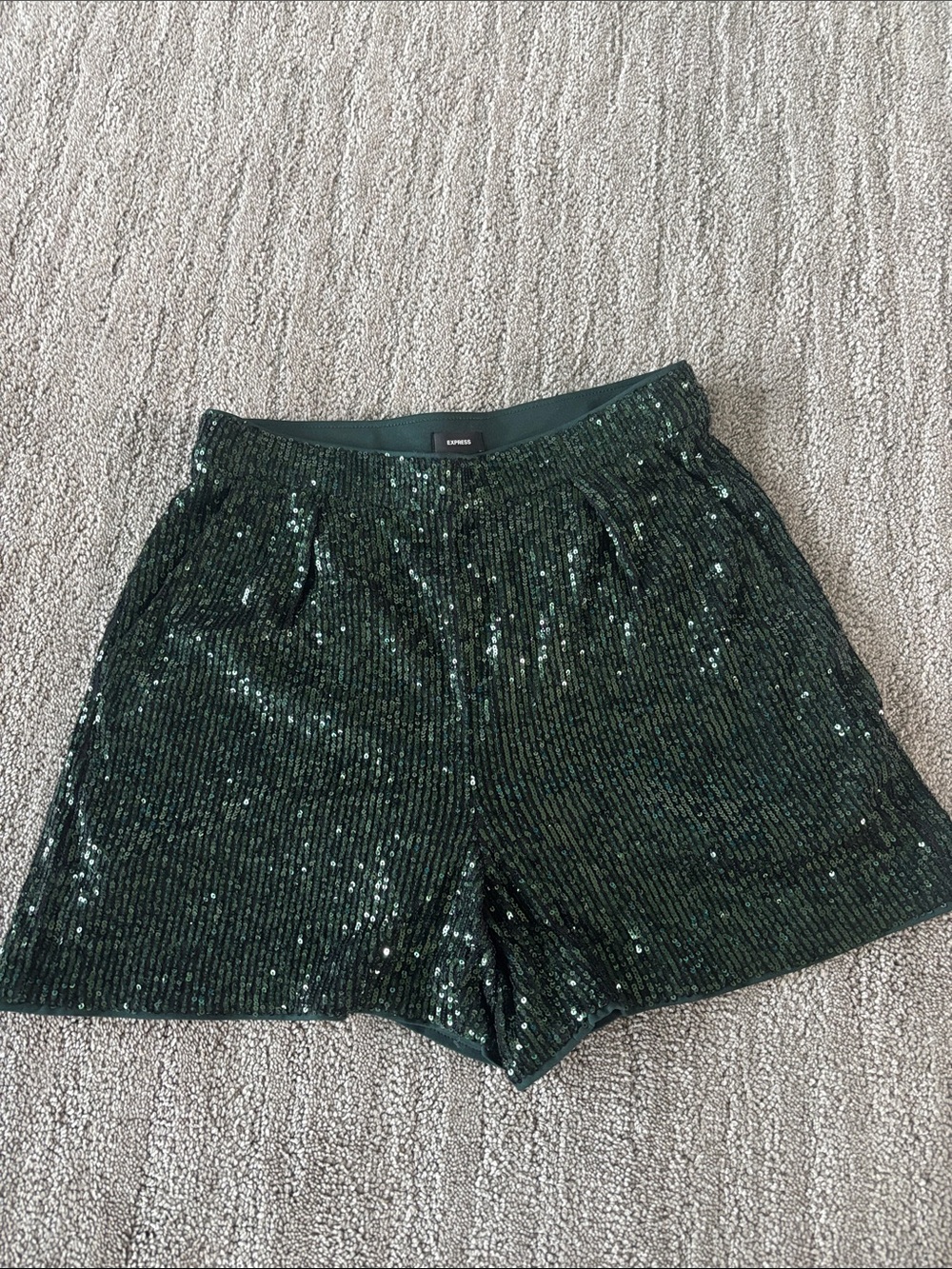 Express Green Sequin High-Waist Women’s Shorts